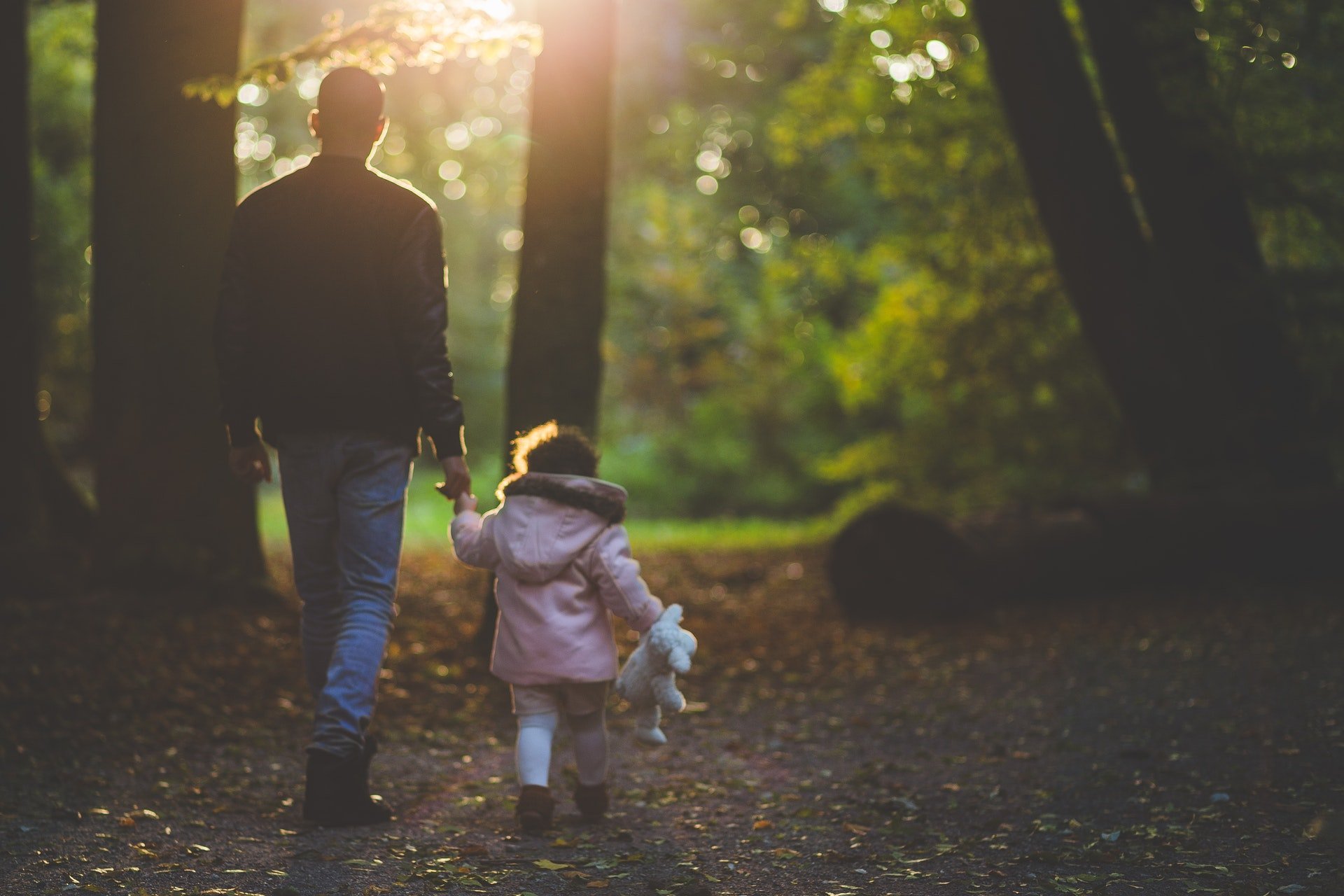 man and boy walking